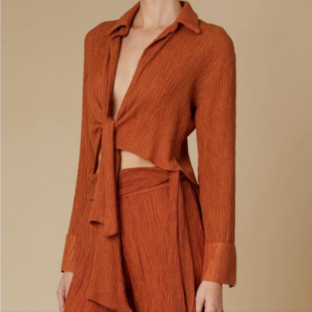 New! Savannah Morrow Vea Blouse Papaya Signature Handloom Fabric - Picture 3 of 8